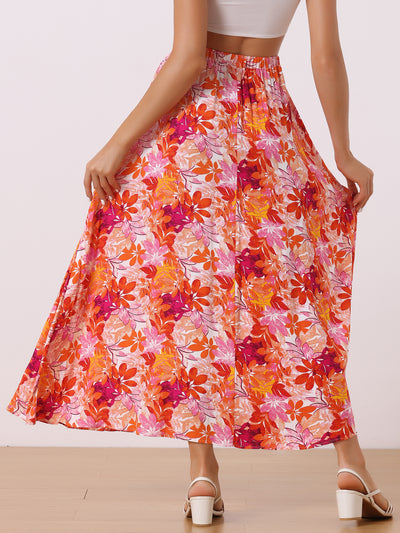 Floral Elastic High Waist Bohemian Beach Maxi Skirt