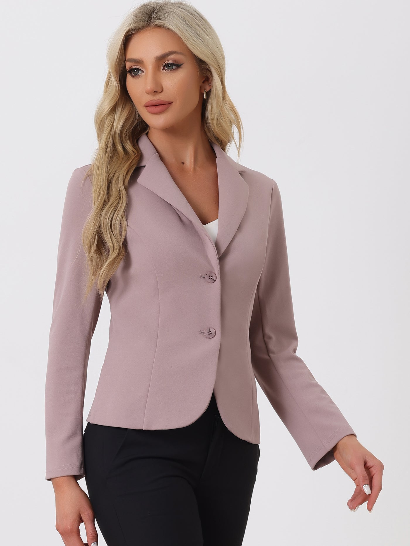 Allegra K Solid Work Office Lapel Collar Stretch Jacket Suit Blazer