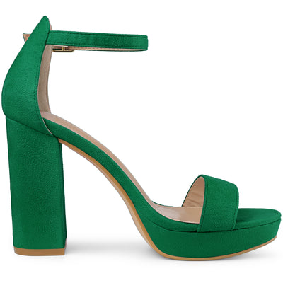 Faux Suede Ankle Strap Platform Chunky Heel Sandals