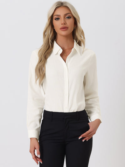Allegra K Button Down Shirt Office Casual Long Sleeve Blouse