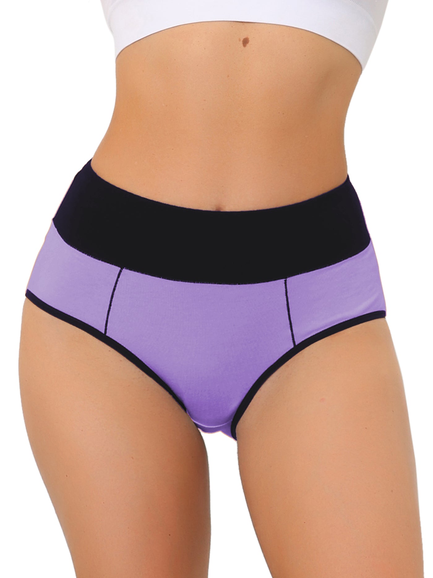 Allegra K Women's High Waist Tummy Control Color-Block Brief, Available in Plus Size