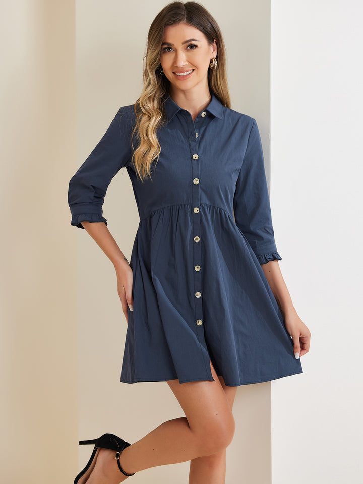 3/4 sleeve dresses casual Nmoder Casual Dresses for Women Semi Formal Fit and Flare 3/4 Sleeve A-line Church Work Dress with Pockets White M at Amazon Women's Clothing store