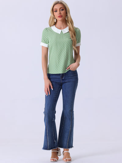 Emerald Green Polka Dot Shirt for Women