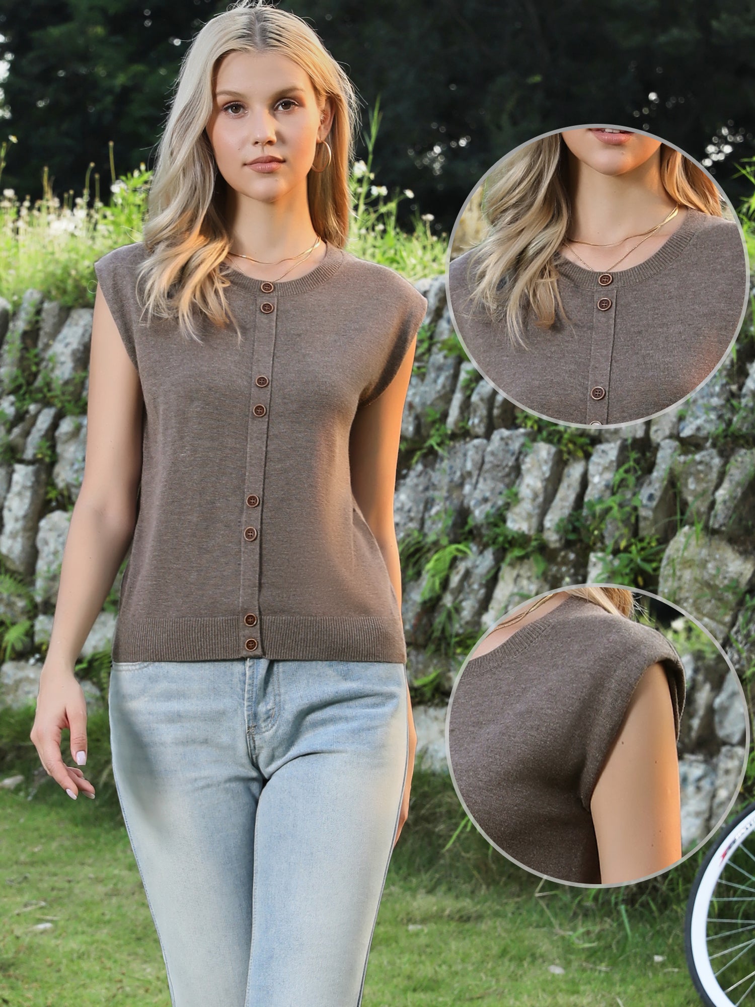 Crew Neck Cap Sleeve Lightweight Casual Pullover Knitted Tops