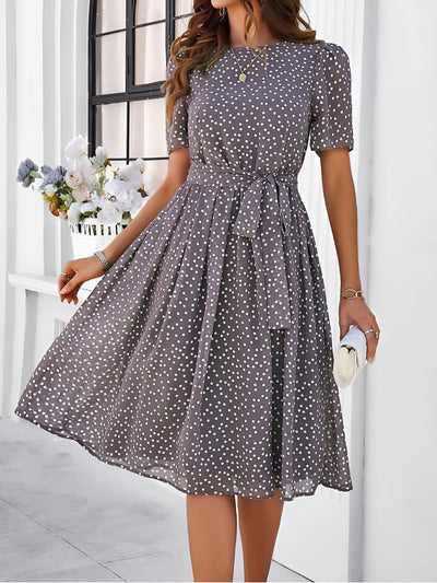 grey polka dot dress L / Grey Polka Dot