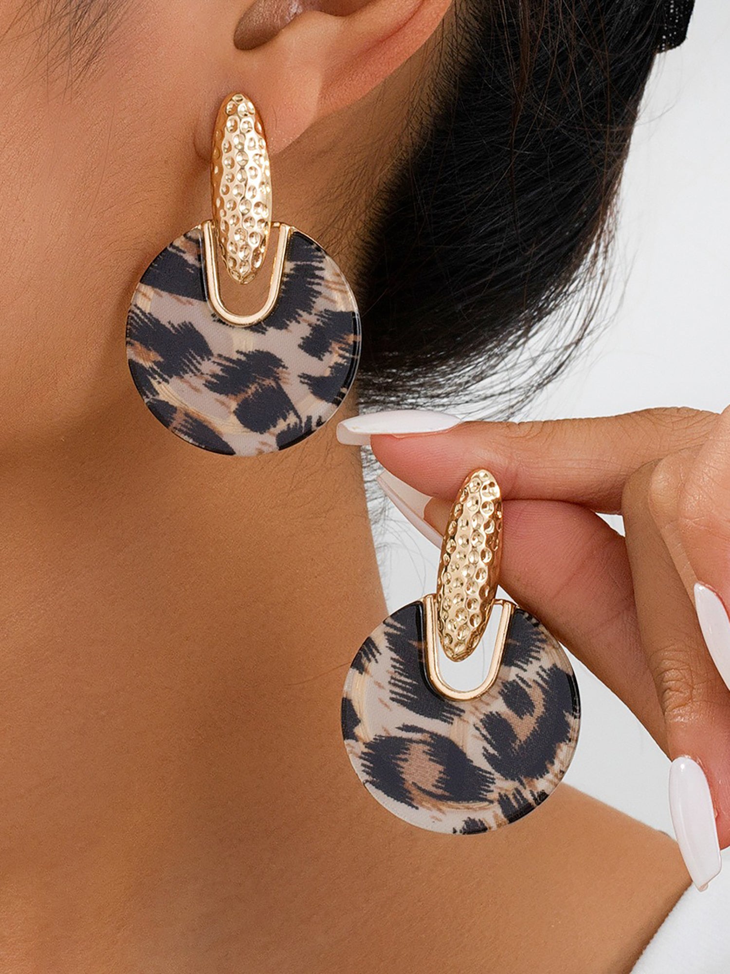 Acrylic Leopard Geometric Dangle Earrings