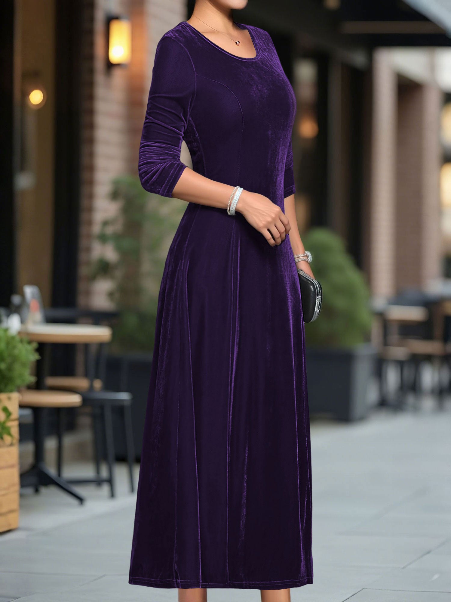 fitted lace wedding dress Rare Saint Laurent Rive Gauche Purple Velvet Dress – Muse main image 1