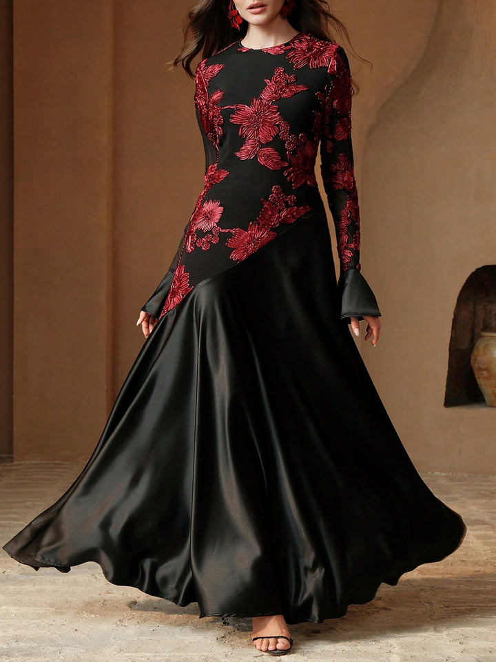 floral patchwork embroidered maxi dress Niki Patchwork Embroidered Maxi Dress in Aurora Multi Linen Gabriela Hearst