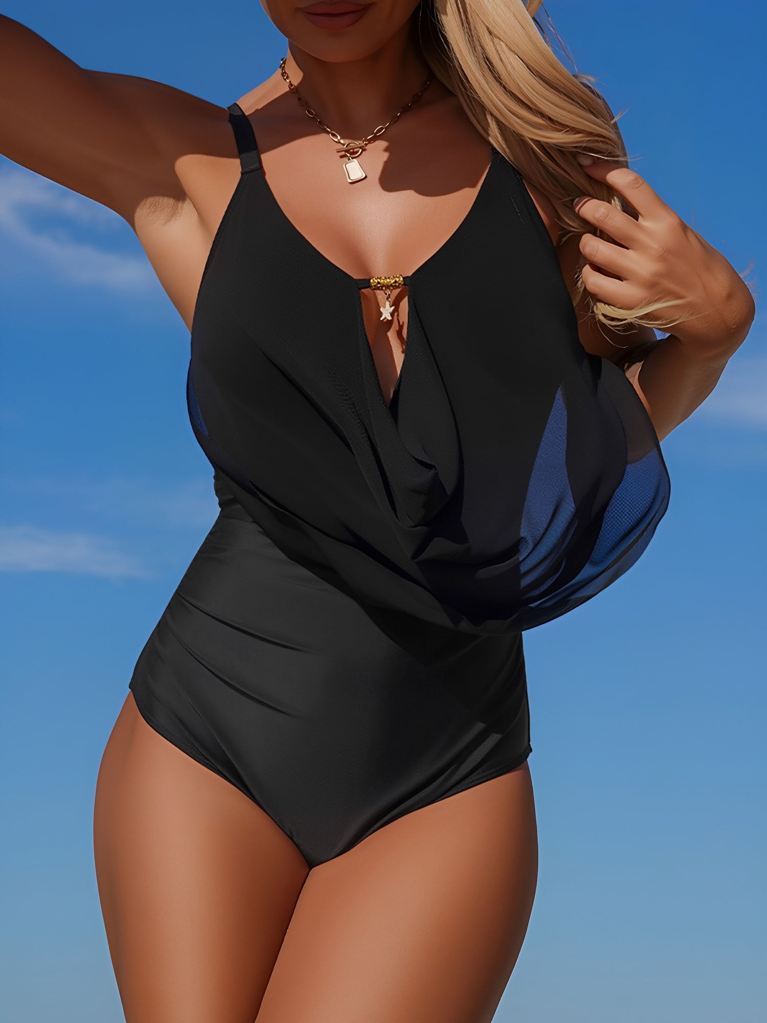 Ruched One-Piece Beach Swimwear Swimsuit
