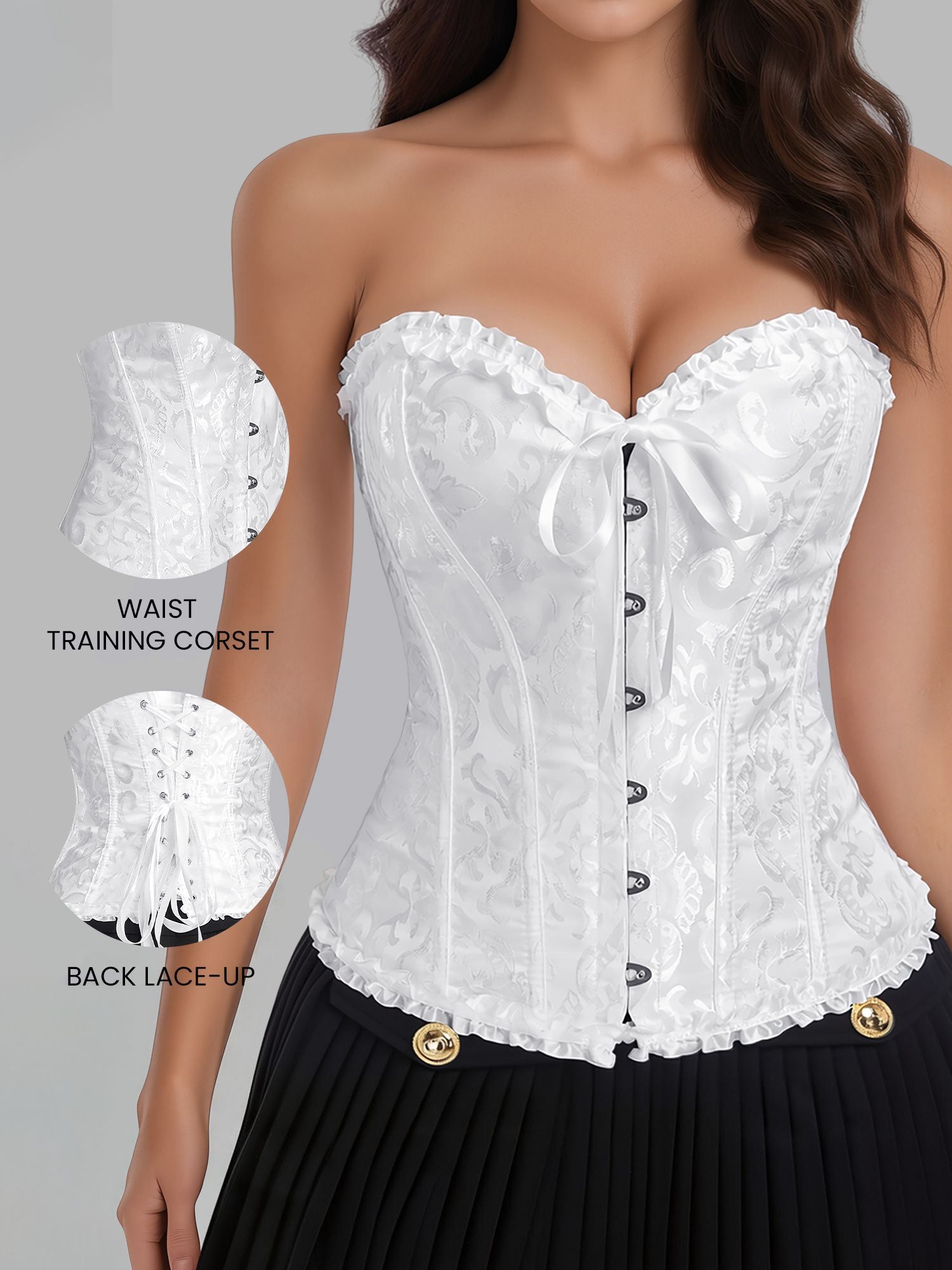 Ruffled Strapless Lace-Up Vintage Retro Corset