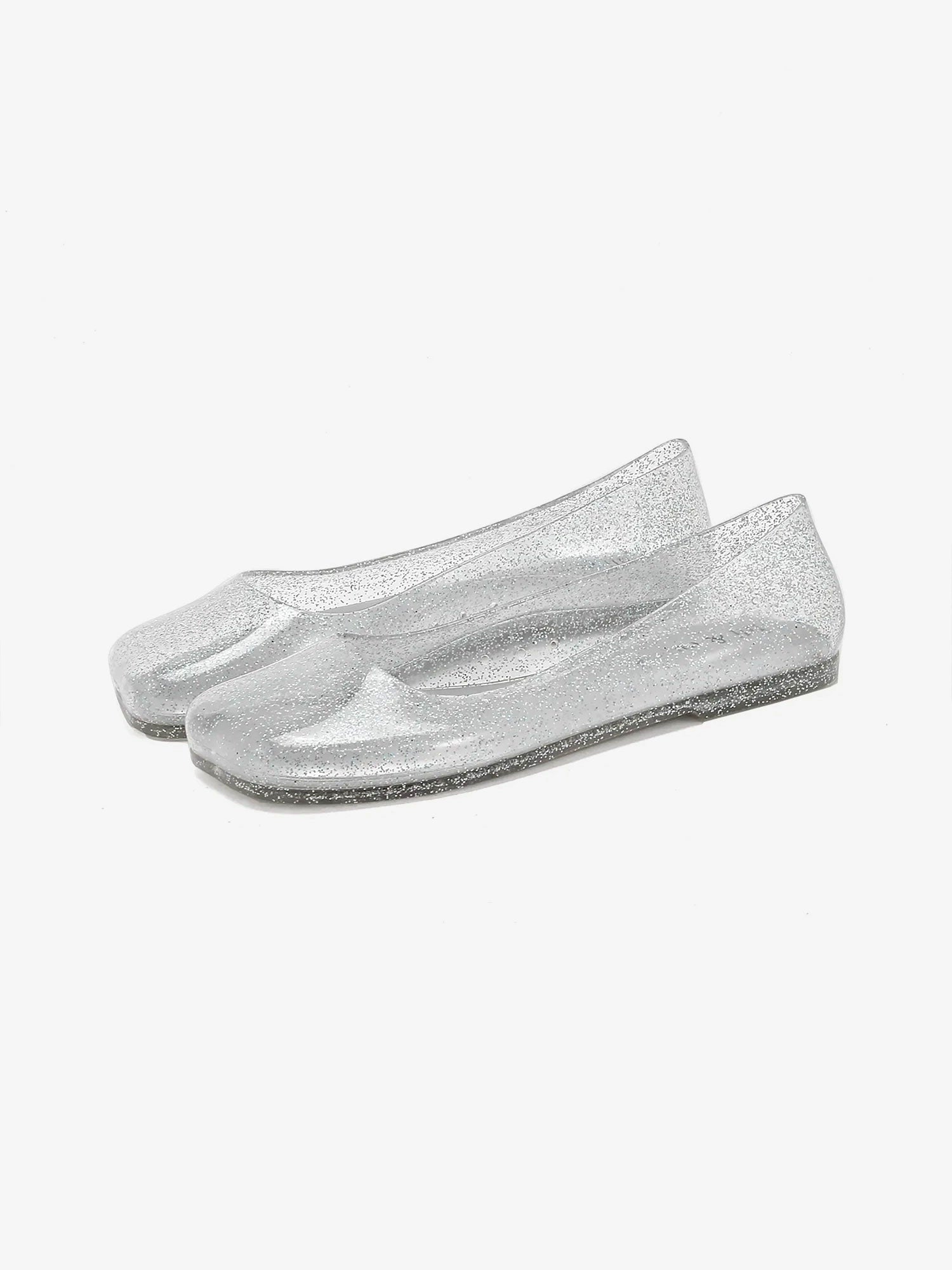 Square Toe Glitter Transparent Ballerina Ballet Flats