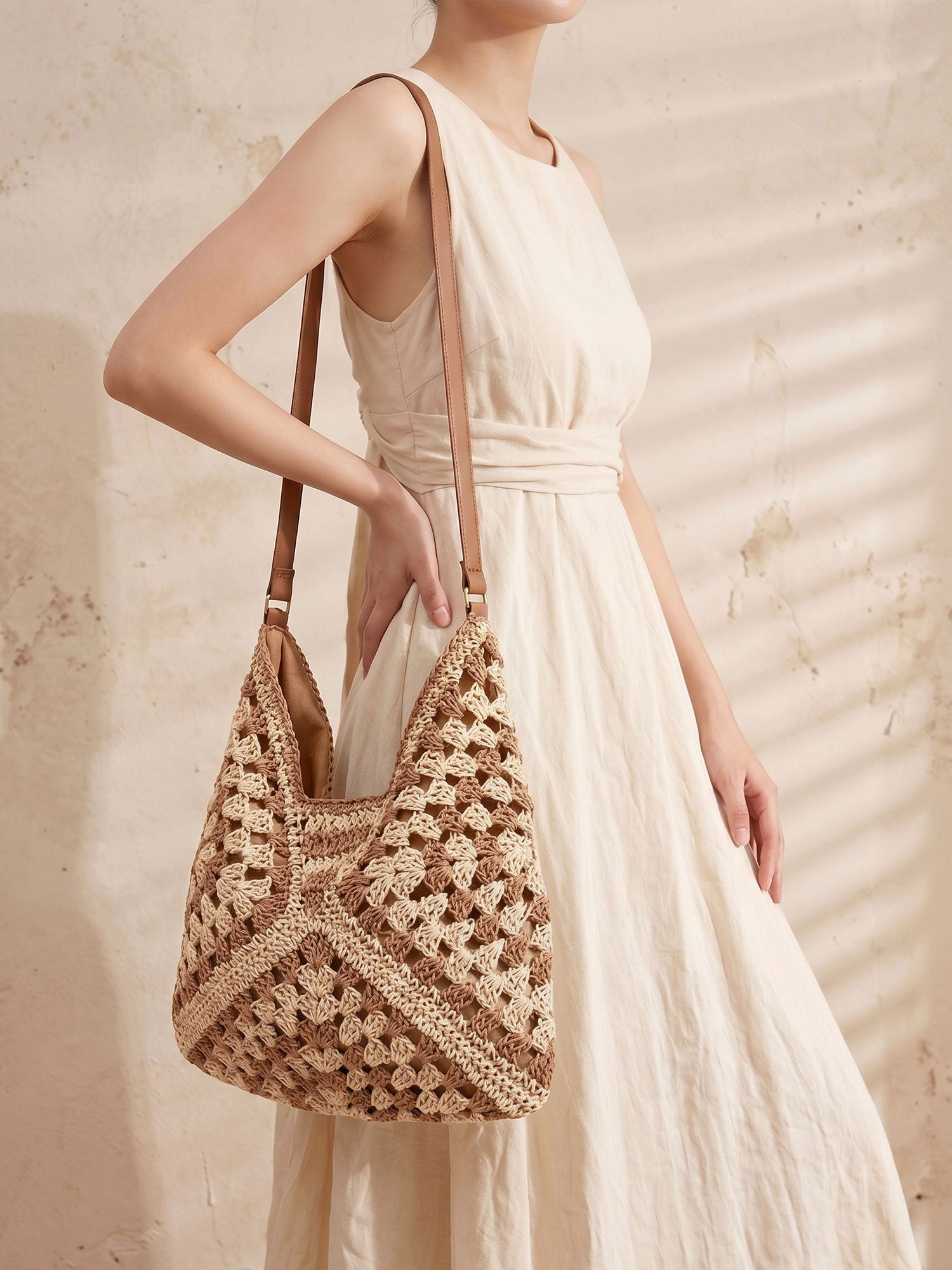 Boho Vacation Woven Beach Shoulder Bag